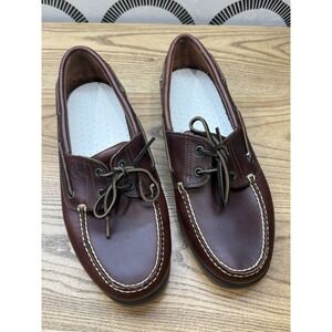 Timberland Moccasin 2 eye Deck/Boat Shoe Dark Brown Leather Men's 10.5M